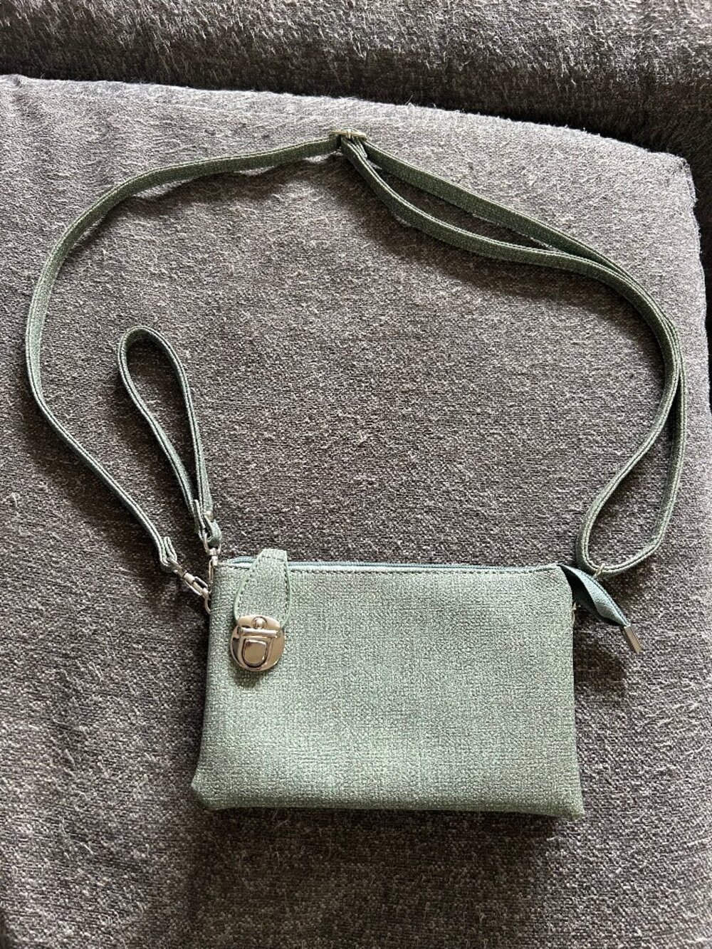 Like New, Caracol Matte Faux Mint Green Leather Crossbody Wristlet Purse